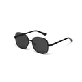 Fashionable oversized oval metal sunglasses for women with dark polarized lenses in black - Black Frame Grey Lens