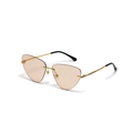 Lunettes de soleil œil de chat sans monture en métal doré avec verres marrons - Thé Clair