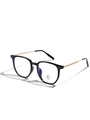 Retro TR90 black frame anti-blue light glasses with slim gold metal temples and UV400 lenses - Bright Black