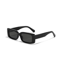 Occhiali da sole rettangolari stretti di tendenza con montatura in plastica nera - Nero Lucido / Grigio