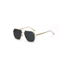 Gafas de sol aviador geométricas retro con montura dorada y lentes gris oscuro - Oro Gris Completo
