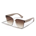 Modern rimless square sunglasses featuring gradient brown lenses and khaki temples - Brown