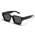 Occhiali da sole rettangolari neri alla moda con lenti grigie in stile retrò - Nero Lucido / Grigio