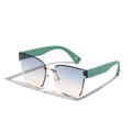 Frameless square sunglasses with gradient blue-yellow lenses and mint green temples - Blue Yellow Gradient