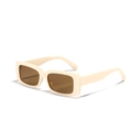 Retro rectangle sunglasses with cream white frame and brown lenses shown in side view - Beige