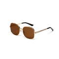 Eleganti occhiali da sole ovali oversize in metallo dorato con lenti marroni - Marrone Scuro