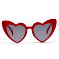 Lunettes de soleil tendance en forme de cœur avec monture rouge vif et verres gris foncé - Cuivre Rétro