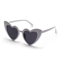Lunettes de soleil rétro en forme de cœur avec monture blanche et verres foncés - Blanc Porcelaine