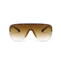 Lunettes de soleil bouclier sans monture avec verres dégradés et rivets dorés - Thé Dégradé