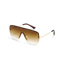 Fashion rimless oversized sunglasses with metal rivets and gradient brown lenses - Gradient Tea