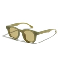 Gafas de sol retro con montura cuadrada verde oliva translúcido y lentes amarillas - verde oliva
