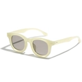 Gafas de sol retro de montura cuadrada blanco crema con lentes redondas grises - Verde Gelatina