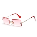 Frameless rectangular sunglasses with pink gradient lenses and gold metal frames - Light Pink