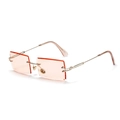 Rimless rectangular sunglasses in peach orange gradient with golden metal frame - Light Orange