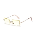 Frameless rectangle sunglasses with yellow gradient lenses and gold metal temples - Gradient Yellow