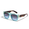 Occhiali da sole retrò oversize con montatura trasparente e lenti blu sfumate - Blu Trasparente