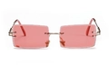 Frameless rectangular sunglasses with pink gradient lenses and gold metal temples - Burgundy