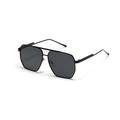 Occhiali da sole aviator neri con doppio ponte e lenti geometriche grigio scuro - Montatura Nera Lenti Grigie