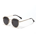 Occhiali da sole rotondi in metallo dorato con lenti grigio scuro in stile vintage - Montatura Dorata Lente Grigia
