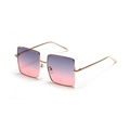 Chic oversized square metal sunglasses with gold frame and purple gradient lenses - Purple Pink
