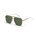 Occhiali da sole aviator dorati a doppio ponte con lenti verde scuro e montatura in metallo - Montatura Dorata Lenti Verde Scuro