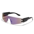 Occhiali da sole Y2K futuristici con lenti a specchio sfumate rosa-viola e montatura nera - Blu Specchiato