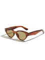 Occhiali da sole cat-eye retrò tartarugati con lenti marroni e rivetti in metallo - Tartarugato Lenti Tè