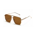 Occhiali da sole aviator in metallo dorato con lenti marroni sfumate e doppio ponte - Marrone Scuro