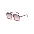 Fashion oversized square sunglasses with pink gradient lenses and gold metal accents - Light Purple