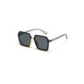 Oversized geometric sunglasses with black frame and gold metal bridge detail - Smoke Gray