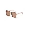 Oversized square sunglasses with brown gradient lenses and gold metal accents - Light Tea