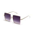 Chic oversized square sunglasses with gold metal frame and purple gradient lenses - Gradient Grey