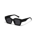 Gafas de sol retro con montura rectangular gruesa y lentes en color gris oscuro - Negro Brillante / Gris