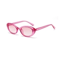 Pink translucent small oval sunglasses for women with retro candy colored gradient lenses - Rose Red Frame Pink Lens (Rose Red)