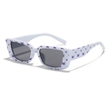 Y2K Y2K narrow square white sunglasses with purple butterfly print and dark gray lenses - Blue Butterfly
