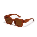 Retro rectangle sunglasses with thick amber orange frames and dark brown lenses - Muddy Orange