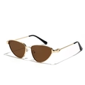 Occhiali da sole cat-eye con montatura in metallo dorato e lenti sfumate marroni - Marrone