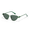 Occhiali da sole cat-eye alla moda con montatura in metallo verde e lenti scure - Montatura Verde Lenti Grigie