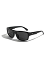 Modern Y2K black rectangle sunglasses for women with silver star rivets on the side - Bright Black / Gray
