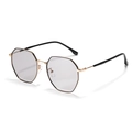 Occhiali da sole ottagonali oversize con montatura in oro e lenti grigio chiaro - Montatura Oro Nero Lenti Grigio Chiaro
