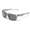 Translucent grey TR90 square polarized Y2K sunglasses with dark grey lenses - Smoke Gray