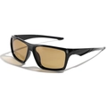 Y2K square TR90 sunglasses featuring black glossy frames and brown polarized lenses - Glossy Black Greenish Brown Lenses