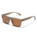 Modern square TR90 sunglasses with translucent tea frame and polarized amber lenses - Matte Green