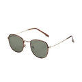 Gafas de sol retro de carey con montura de metal dorado y lentes verde oscuro - Carey/Lentes Verde Oscuro