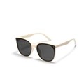 Occhiali da sole retrò beige oversize con montatura spessa e lenti grigie quadrate - Montatura Beige Lente Grigia