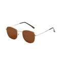 Gafas de sol retro con montura cuadrada de metal dorado y lentes marrón oscuro - Montura Dorada Lente Marrón