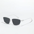 Fashionable square metal sunglasses with white frames and dark grey lenses for a modern look - White Frame Gray Lens