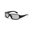 Gafas de sol Y2K rectangulares con montura negra brillante y lentes grises traslúcidas - Marco Negro Plata Claro