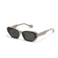 Vierkante cat-eye zonnebril met kaki montuur en zwarte accenten voor dames - Lichtkoffie