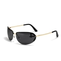 Y2K futuristic semi-rimless cat-eye sunglasses with gold metal frame and black lenses - Gold Frame Grey Lens